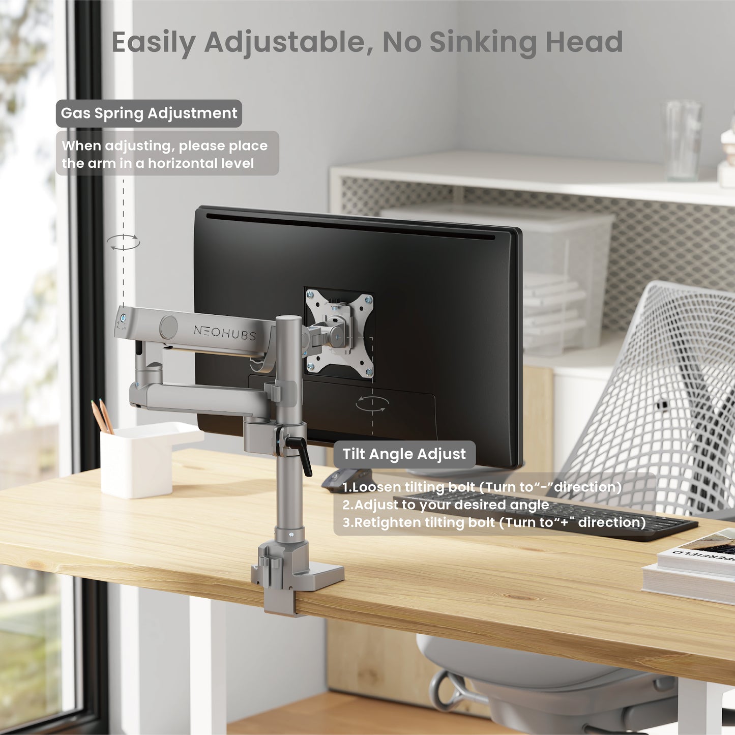 Pro+ Single Monitor Arm Mount Premium Adjustable VESA Desktop Stand