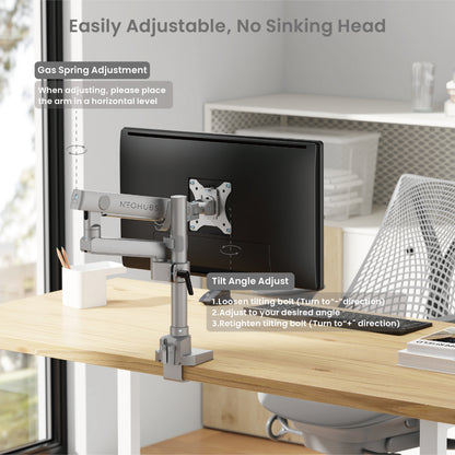 Pro+ Single Monitor Arm Mount Premium Adjustable VESA Desktop Stand