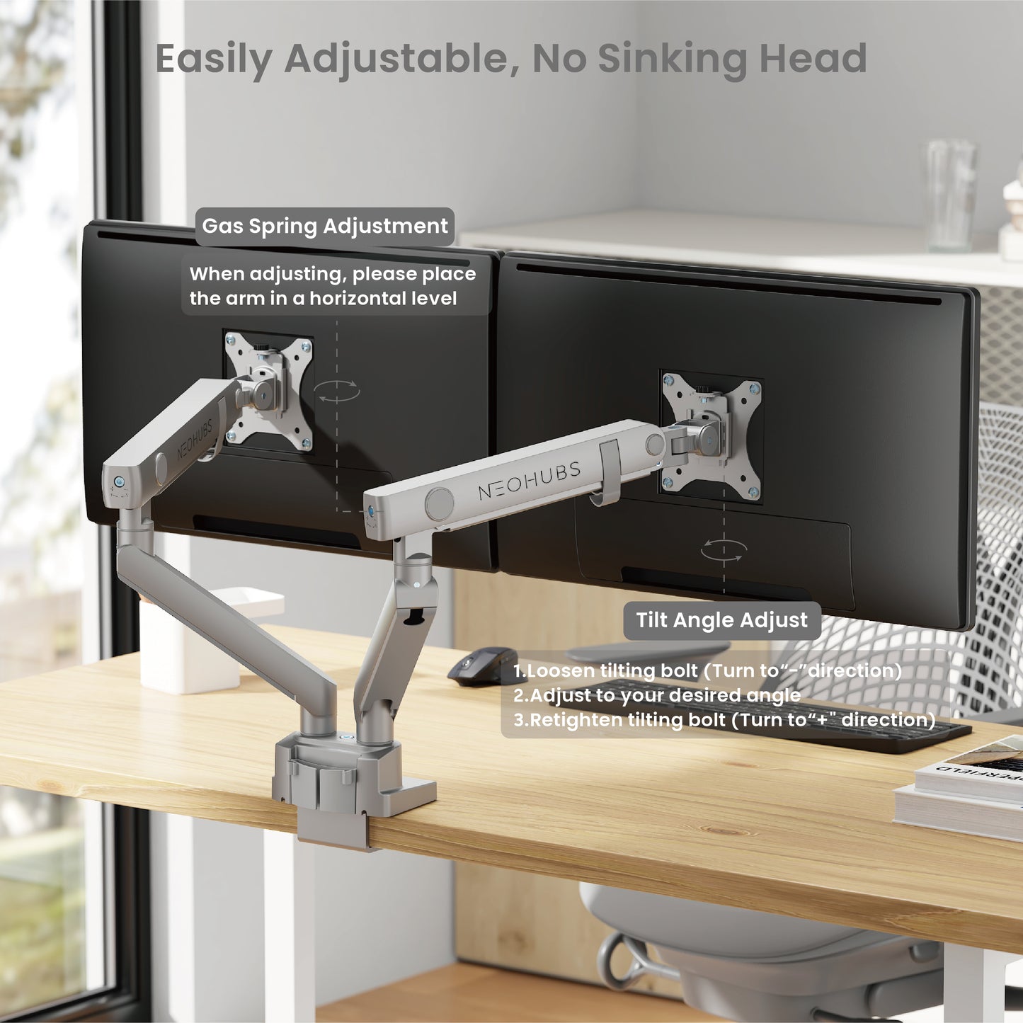 Pro Dual Monitor Arm Mount Premium Adjustable VESA Desktop Stand