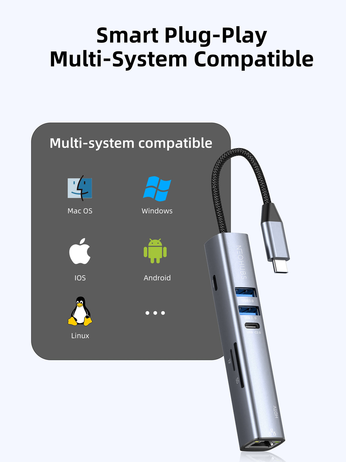 NEOHUBS HUB ULTRA 8-in-1 Type-C Hub with HDMI, RJ45, 100W PD, USB 3 & USB-C
