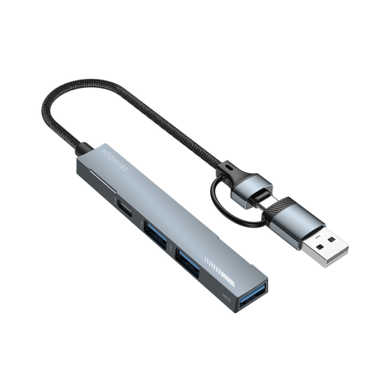 NEOHUBS HUB PLUS 4-in-1 USB A/Type-C Hub with USB 3, 2x USB 2 & USB-C 60W