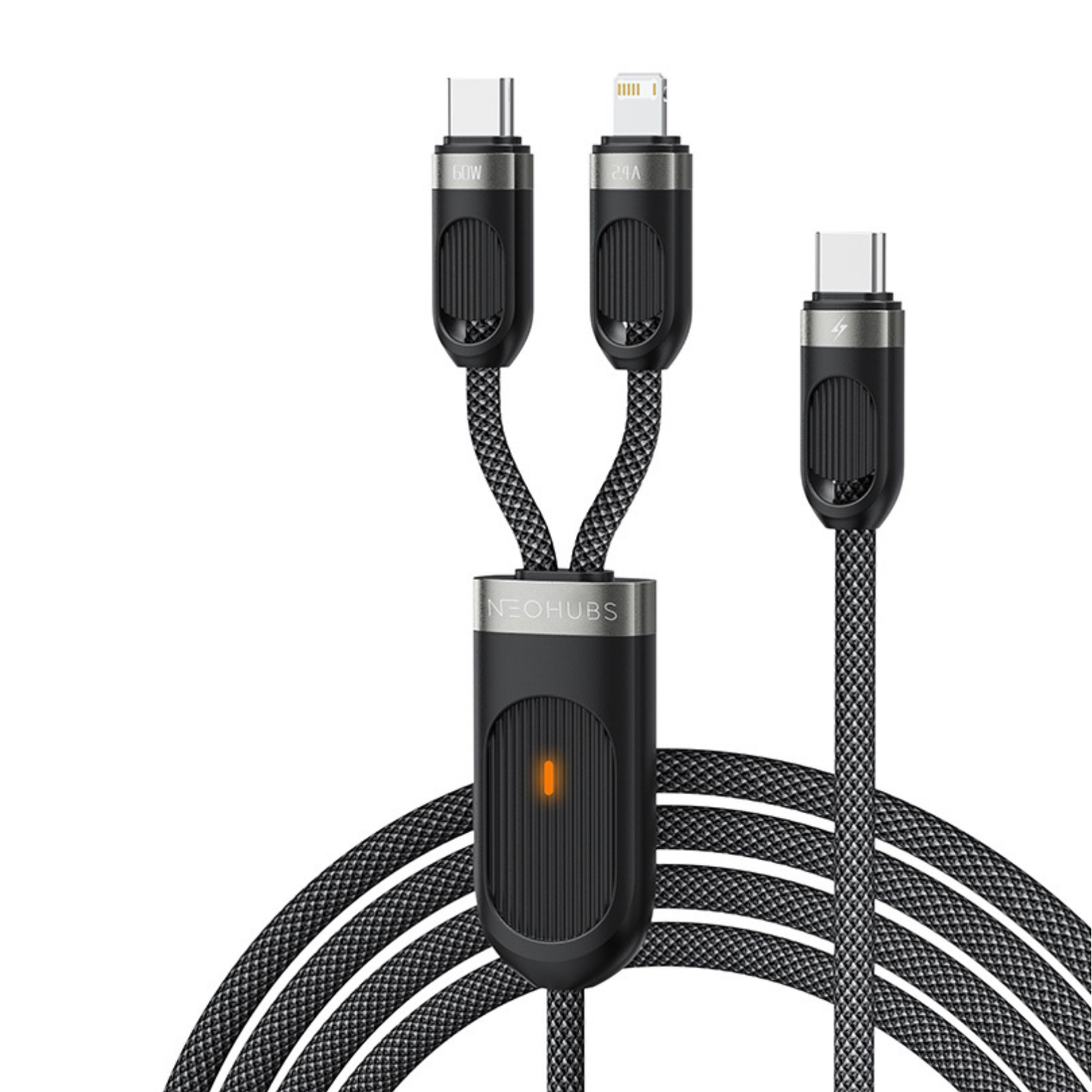 Duo Beam USB C to USB C + Lightning Type C Fast Charger Cable 60W-1M
