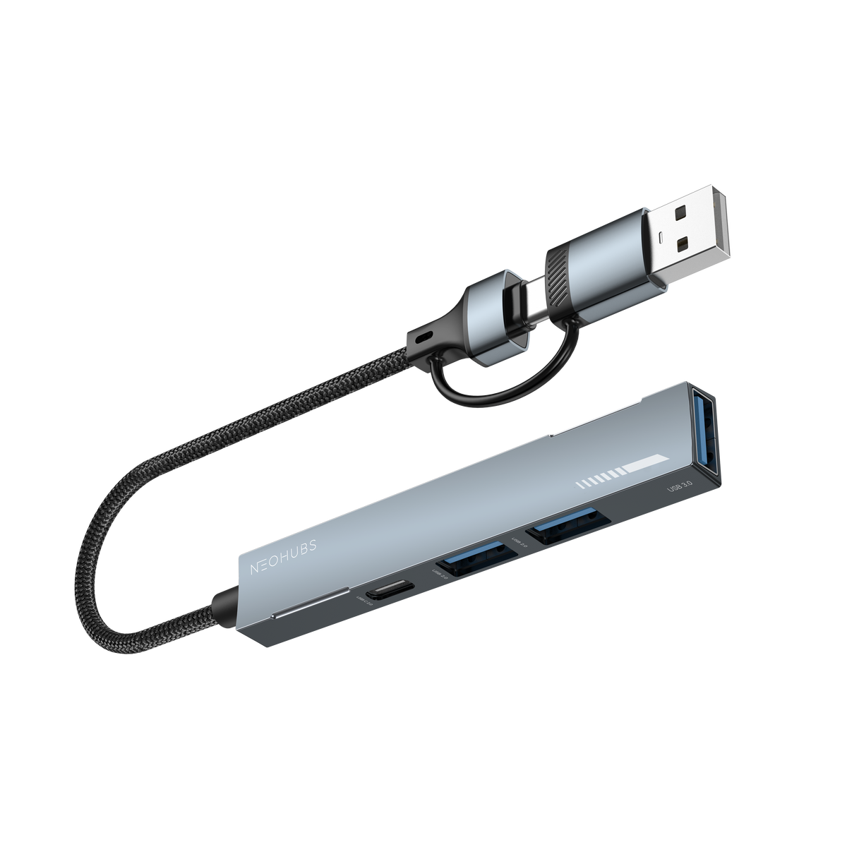 NEOHUBS HUB PLUS 4-in-1 USB A/Type-C Hub with USB 3, 2x USB 2 & USB-C 60W