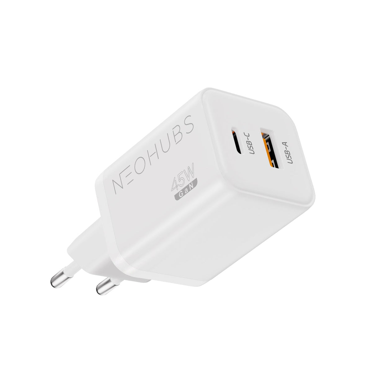 NEOHUBS Super Cube 45W GaN Dual Port Fast Charger USB-C + USB Wall Adapter