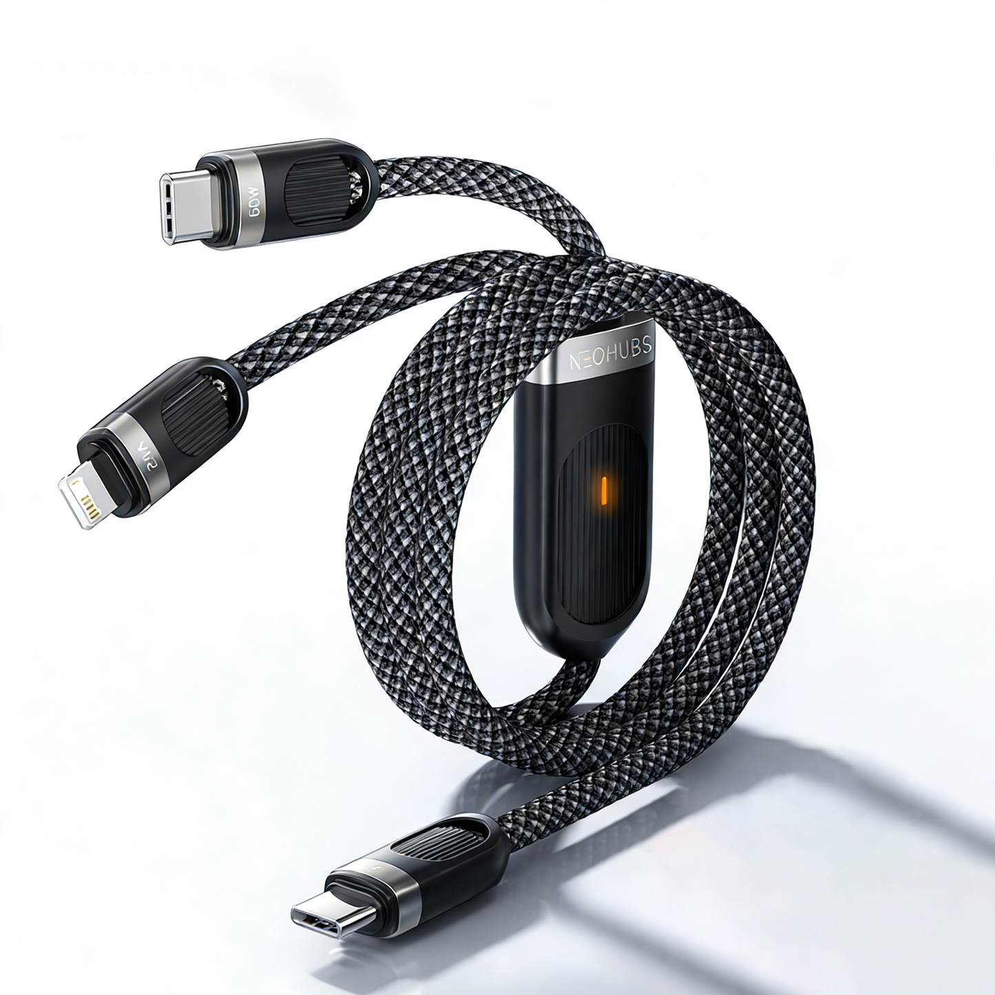 Duo Beam USB C to USB C + Lightning Type C Fast Charger Cable 60W-1M