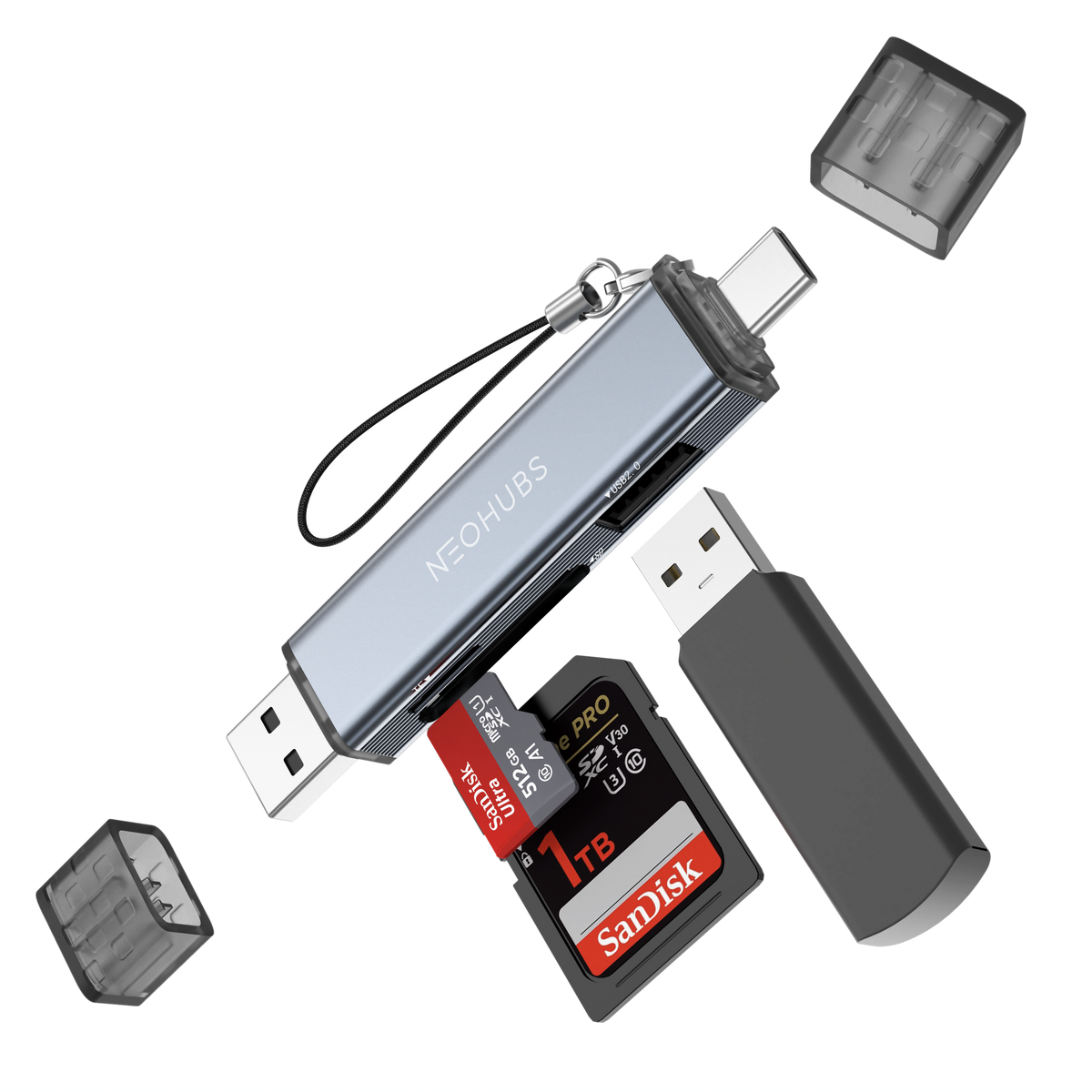 NEOHUBS NEX SHIFT Type C /USB Memory Card Reader with Micro SD/SD/TF & USB
