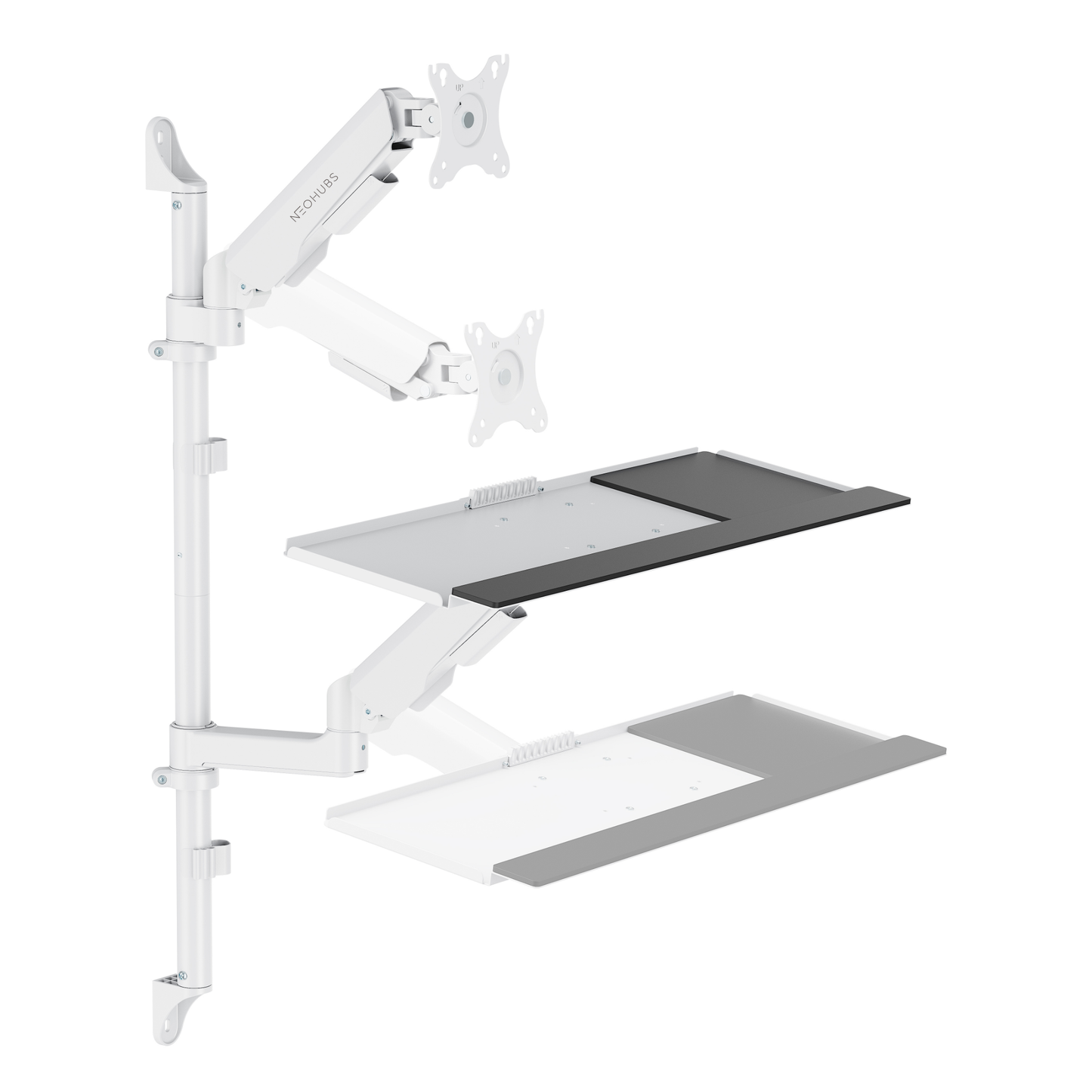 NEOHUBS Wall-Mounted Sit-Stand Workstation with Monitor Arm Mount & PC Holder