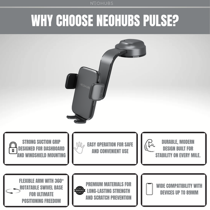 PULSE Adjustable Dashboard / Windshield Car Phone Holder Mount