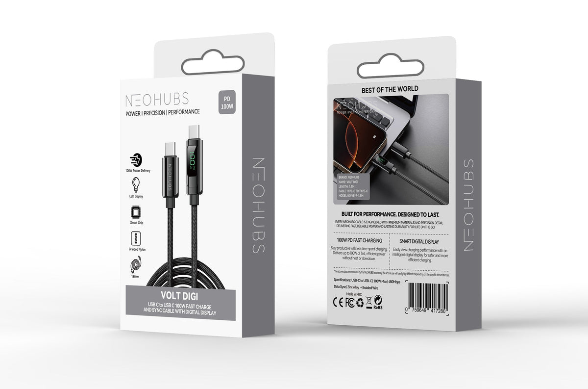 NEOHUBS VOLT DIGI 100W USB C to USB C - Type C Fast Charger Cable - 1.5M