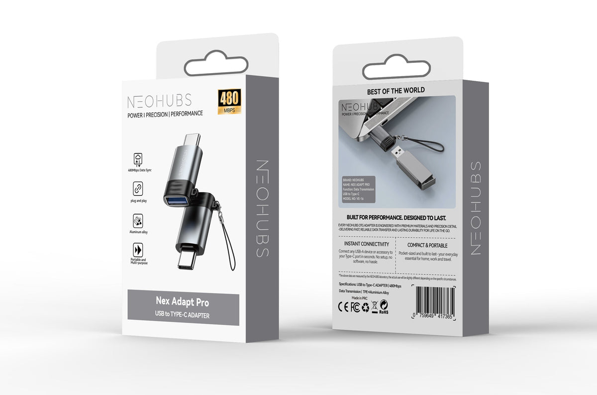 NEOHUBS NEX ADAPT PRO USB to Type-C Adapter - USB-A to USB-C Converter