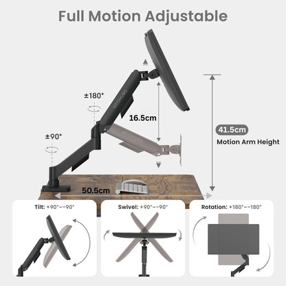 Core Single Monitor Arm Mount Adjustable Vesa Desktop Stand