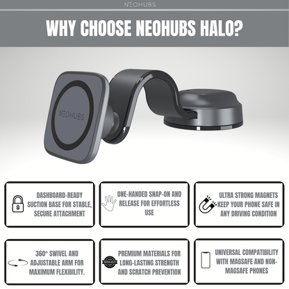 HALO Adjustable Magnetic Dashboard Car Phone Holder Mount