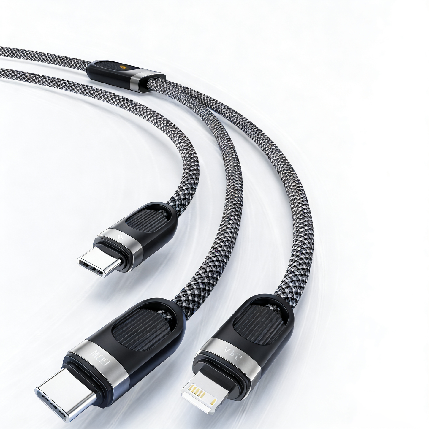 Duo Beam USB C to USB C + Lightning Type C Fast Charger Cable 60W-1M