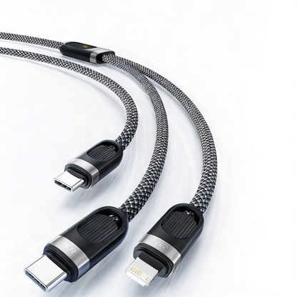 Duo Beam USB C to USB C + Lightning Type C Fast Charger Cable 60W-1M