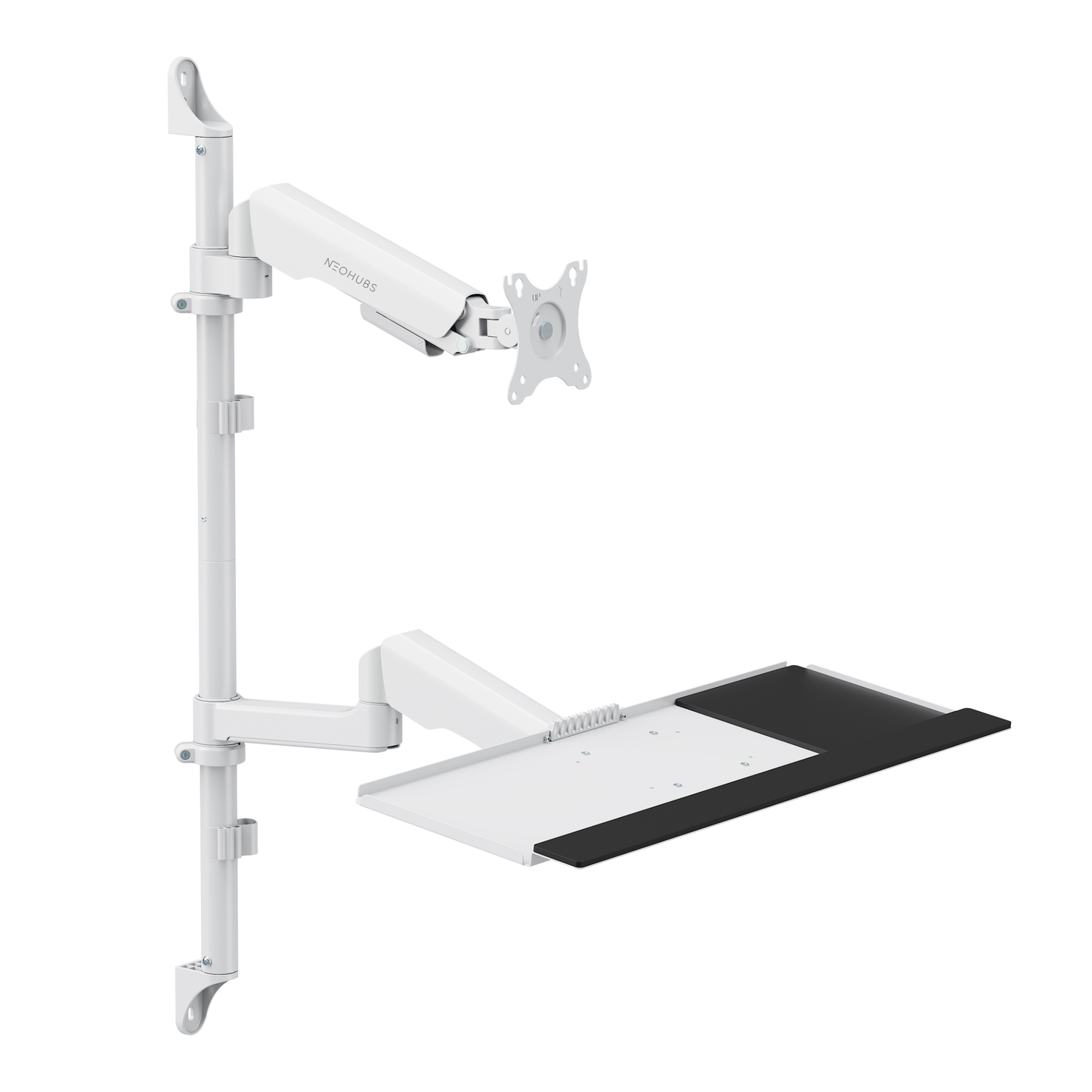 NEOHUBS Wall-Mounted Sit-Stand Workstation with Monitor Arm Mount & PC Holder