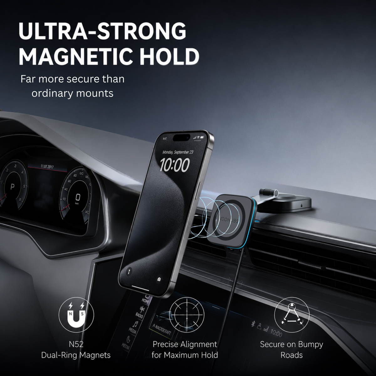 NEOHUBS NOVA 15W Wireless Car Charger Magnetic Car Phone Holder