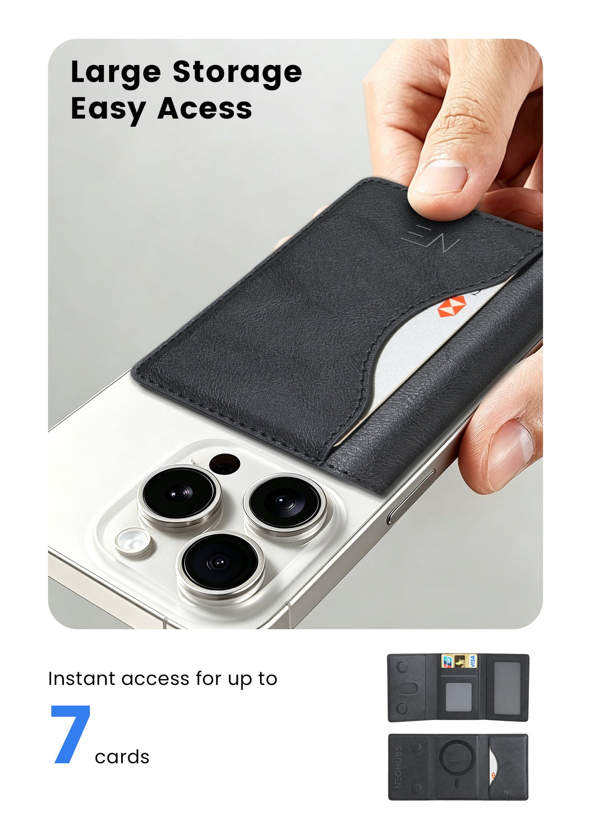 NEOHUBS ZENO MagSafe Wallet Compatible with iPhone 18/17/16/15/14 Series
