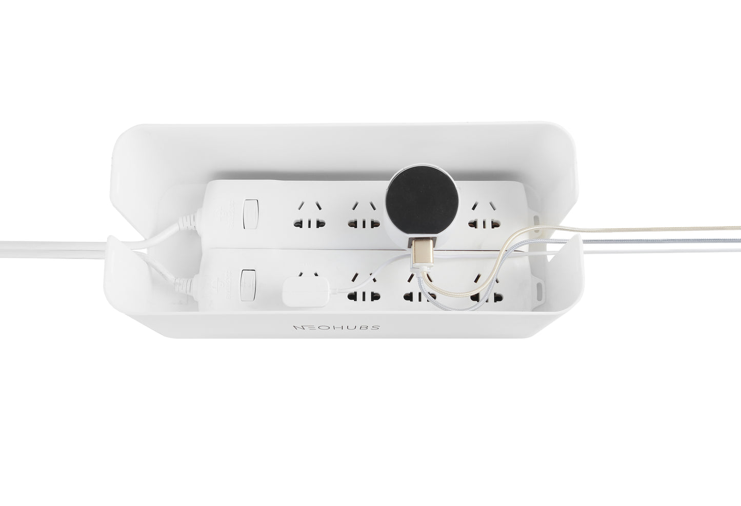 Cable Managment Box Cord Organiser with Lid - (32 x 13.2 x 12.7cm)