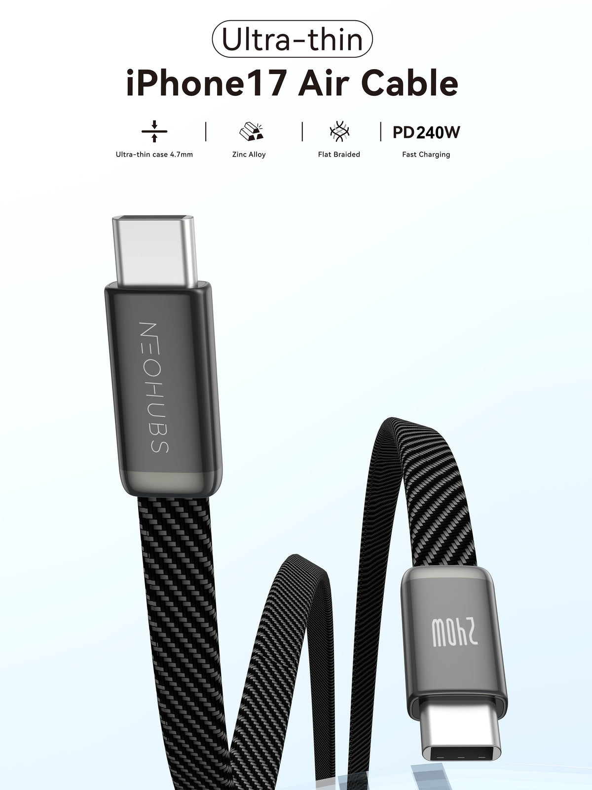 NEOHUBS AIR CABLE 240W USB C to USB C - Type C Fast Charger Cable - 1.5M