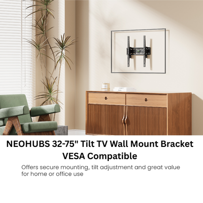 NEOHUBS 32-75" Tilt TV Wall Mount Bracket VESA Compatible (45kg Max Load)