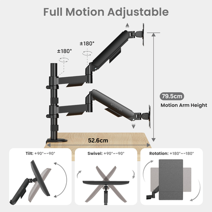 Core+ Dual Monitor Arm Mount Adjustable Vesa Desktop Stand