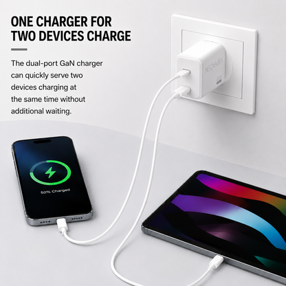 NEOHUBS Super Cube 45W GaN Dual Port Fast Charger USB-C + USB Wall Adapter