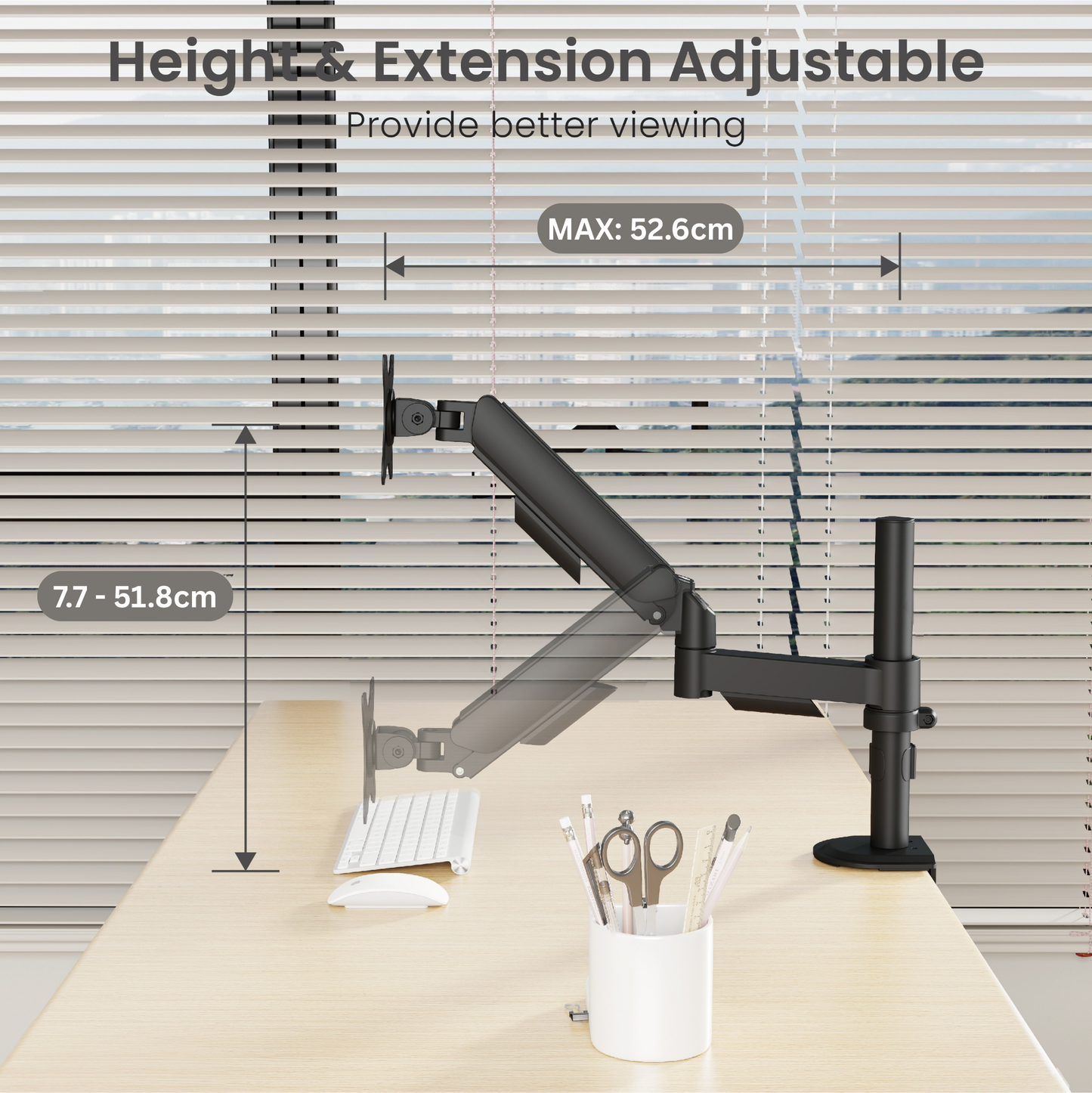 Core+ Single Monitor Arm Mount Adjustable Vesa Desktop Stand