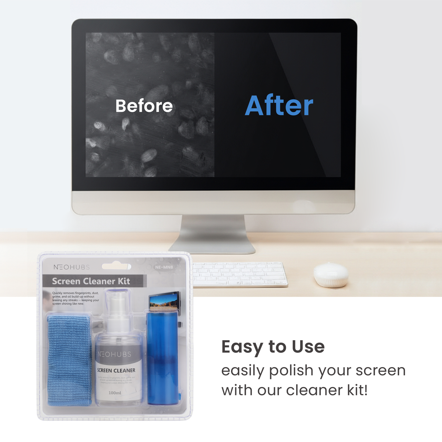 Screen Cleaning Kit with Spray, Brush & Microfiber Cloth