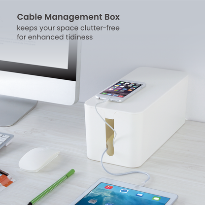 Cable Managment Box Cord Organiser with Lid - (32 x 13.2 x 12.7cm)