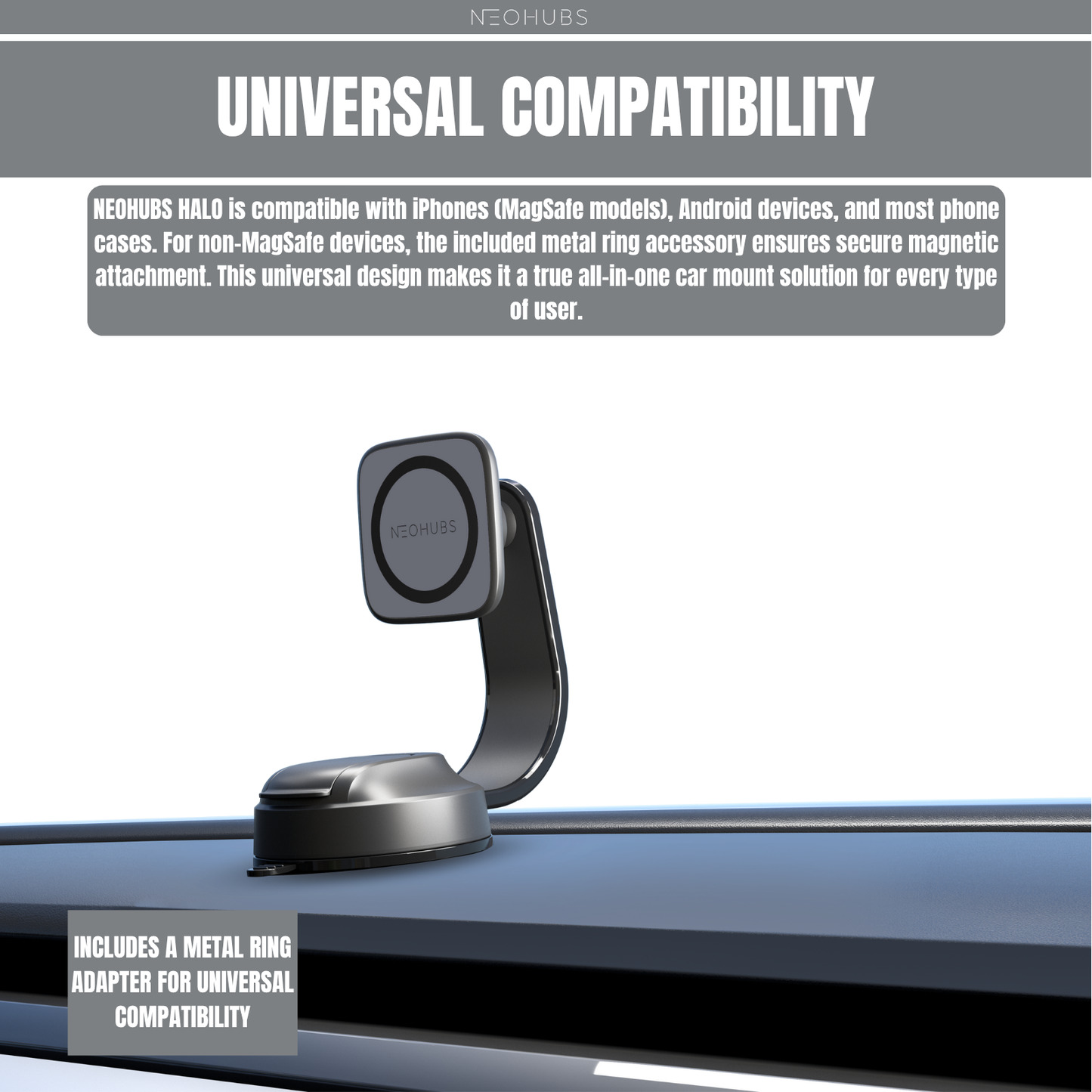 HALO Adjustable Magnetic Dashboard Car Phone Holder Mount