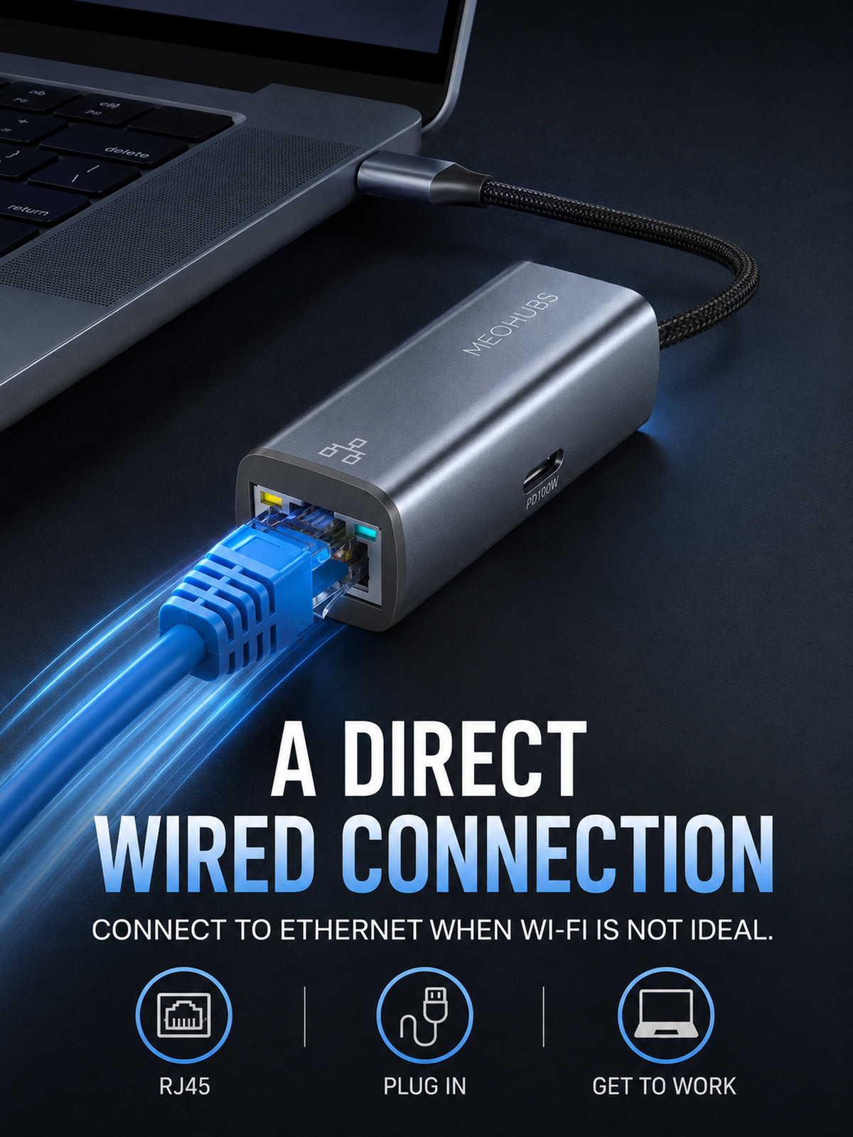 NEOHUBS HUB MINI 2-in-1 Type-C Hub with RJ45 Ethernet & USB-C PD 100W