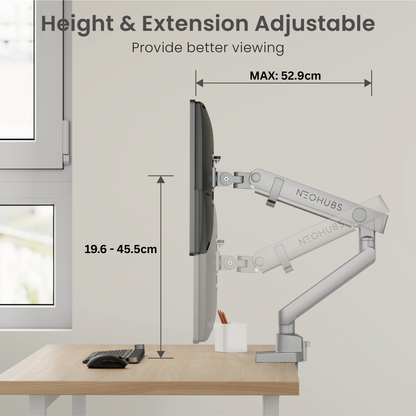 Pro Single Monitor Arm Mount Premium Adjustable VESA Desktop Stand