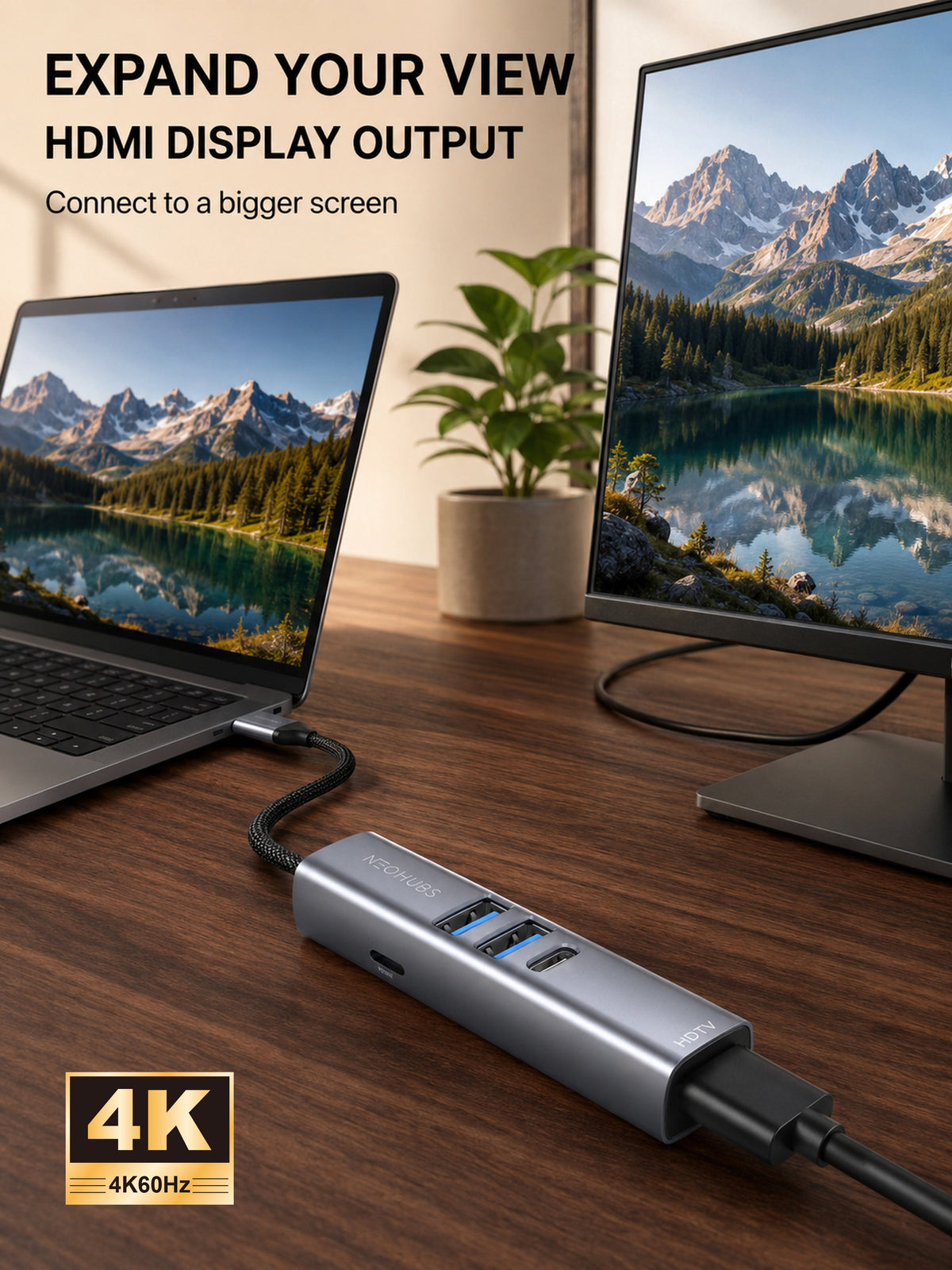 NEOHUBS HUB PRO 5-in-1 Type-C Hub with USB 3.0, USB 2.0, HDMI 4K & PD 100W