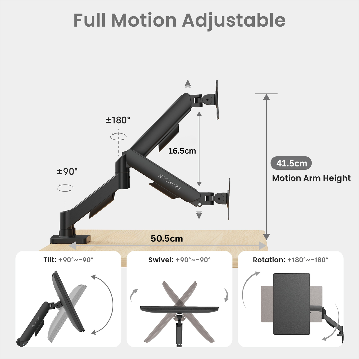Core Dual Monitor Arm Mount Adjustable Vesa Desktop Stand