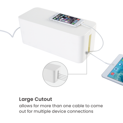 Cable Managment Box Cord Organiser with Lid - (32 x 13.2 x 12.7cm)