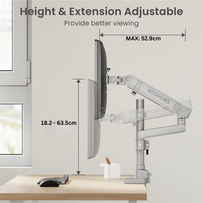 Pro+ Single Monitor Arm Mount Premium Adjustable VESA Desktop Stand