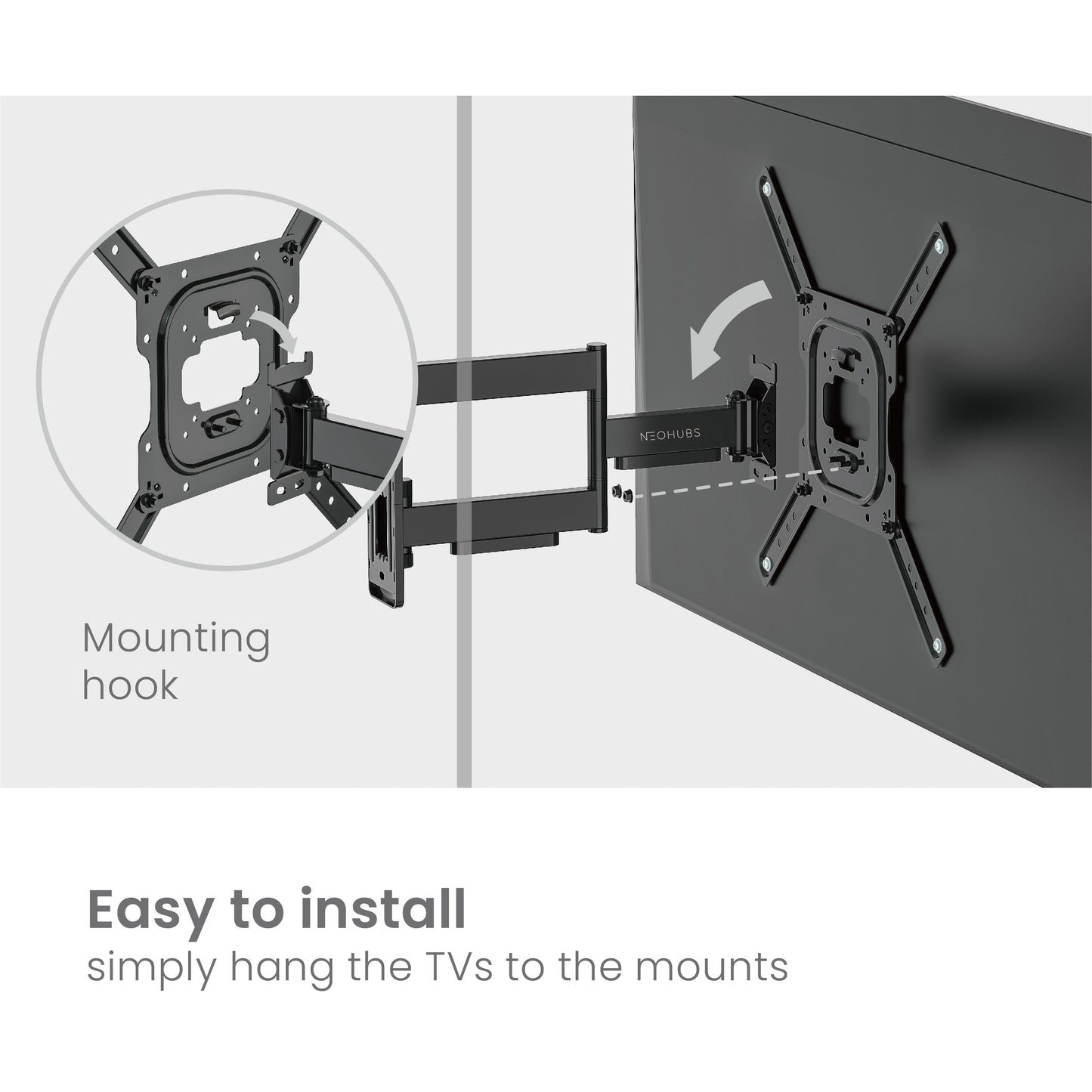NEOHUBS 23-65" Full Motion TV Wall Mount Bracket VESA Compatible (35kg Max)
