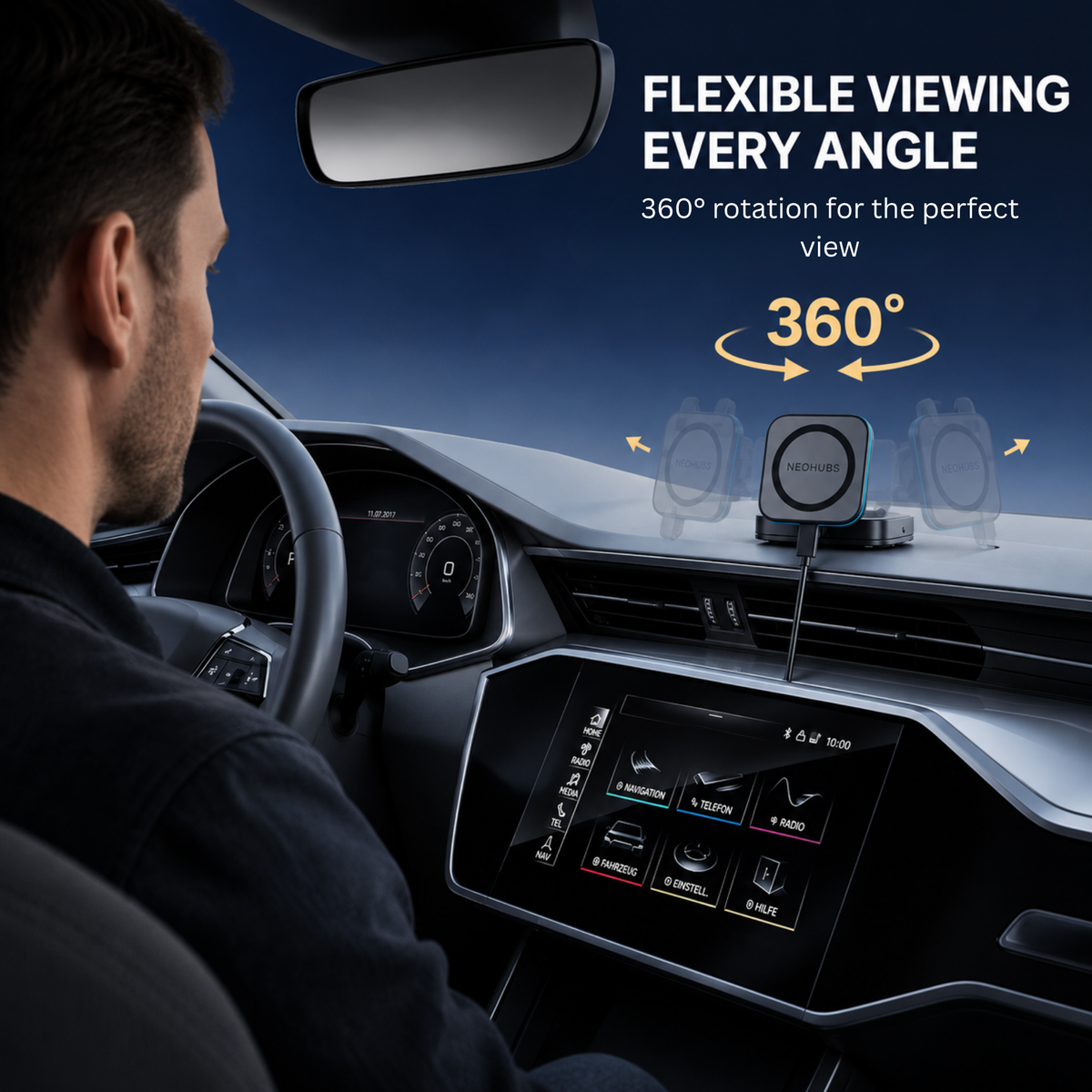 NEOHUBS NOVA 15W Wireless Car Charger Magnetic Car Phone Holder
