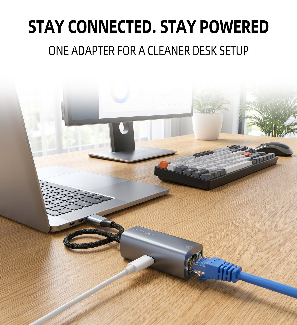 NEOHUBS HUB MINI 2-in-1 Type-C Hub with RJ45 Ethernet & USB-C PD 100W