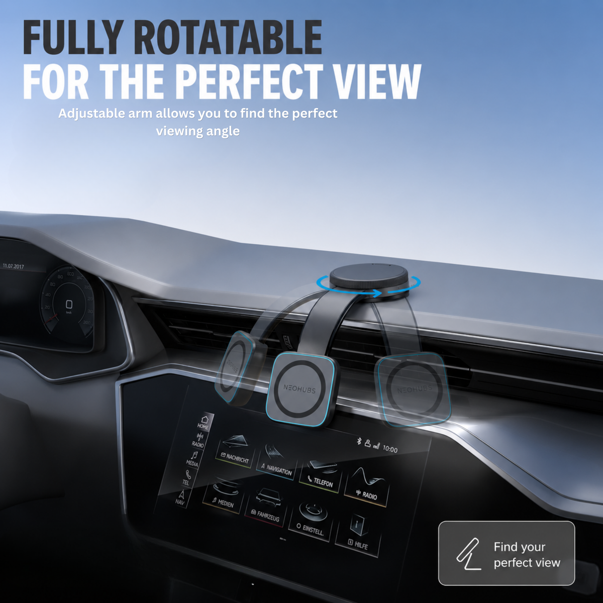 NEOHUBS ORBIT 15W Wireless Car Charger Magnetic Car Phone Holder