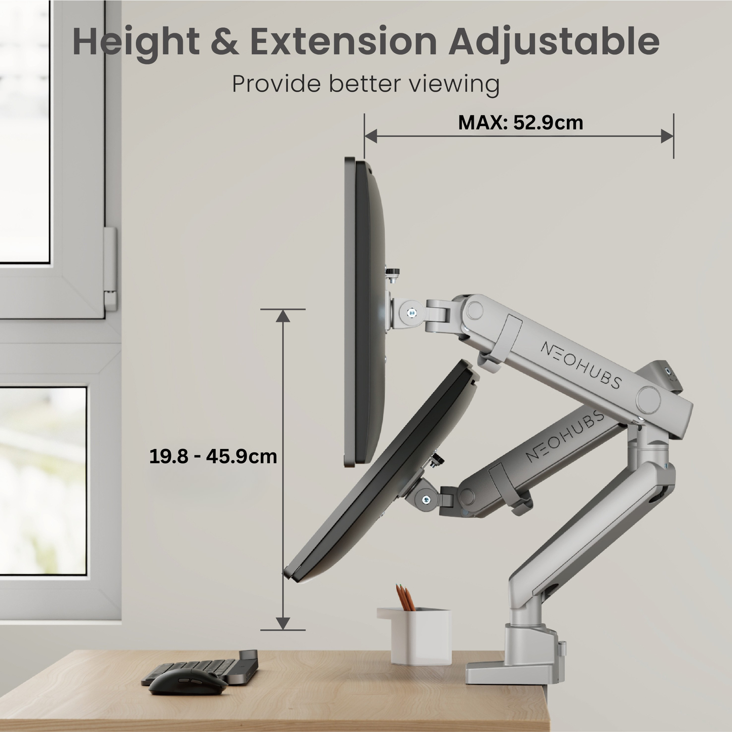 Pro Dual Monitor Arm Mount Premium Adjustable VESA Desktop Stand