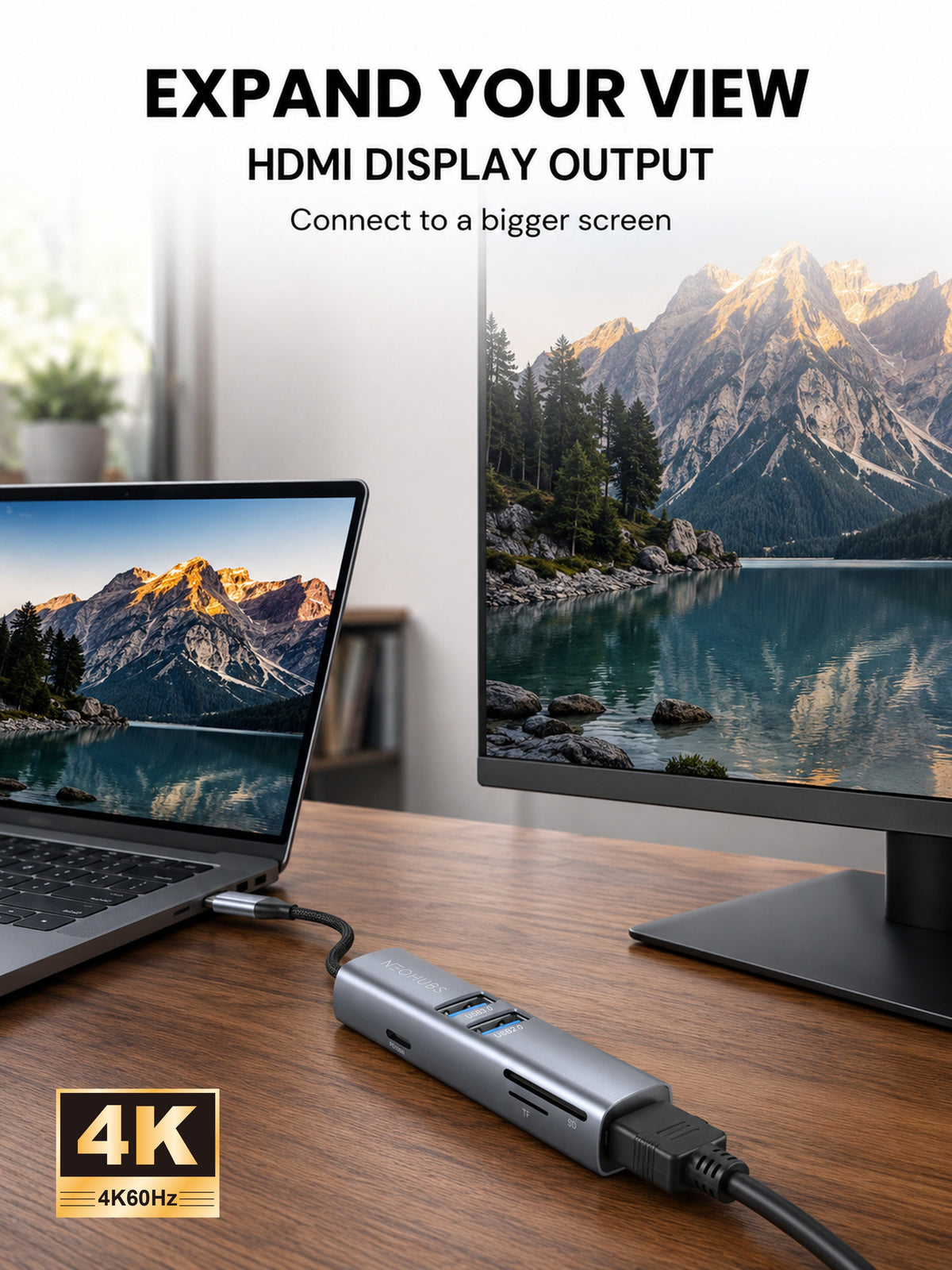 NEOHUBS HUB ELITE 6-in-1 Type-C Hub with HDMI, USB-C 100W, SD/TF, USB 3 & 2
