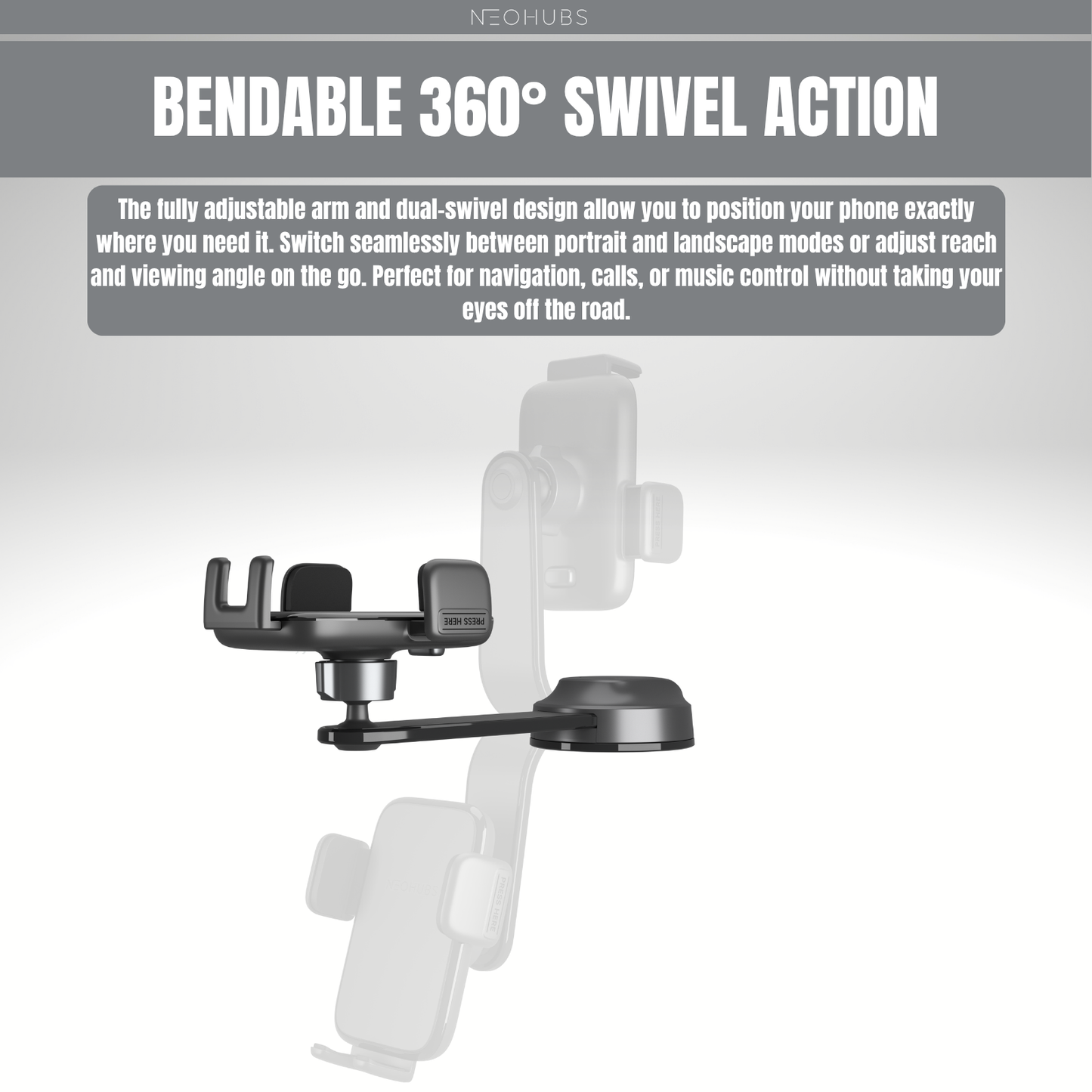 PULSE Adjustable Dashboard / Windshield Car Phone Holder Mount