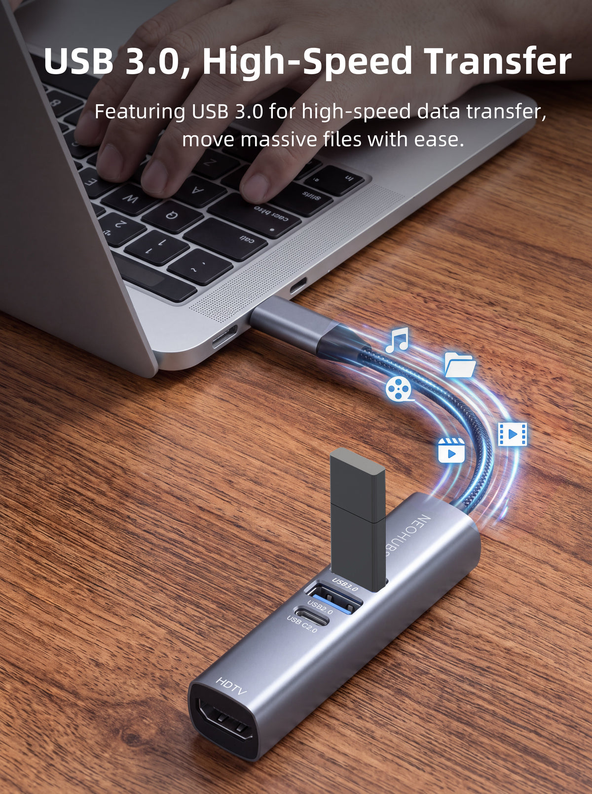 NEOHUBS HUB PRO 5-in-1 Type-C Hub with USB 3.0, USB 2.0, HDMI 4K & PD 100W