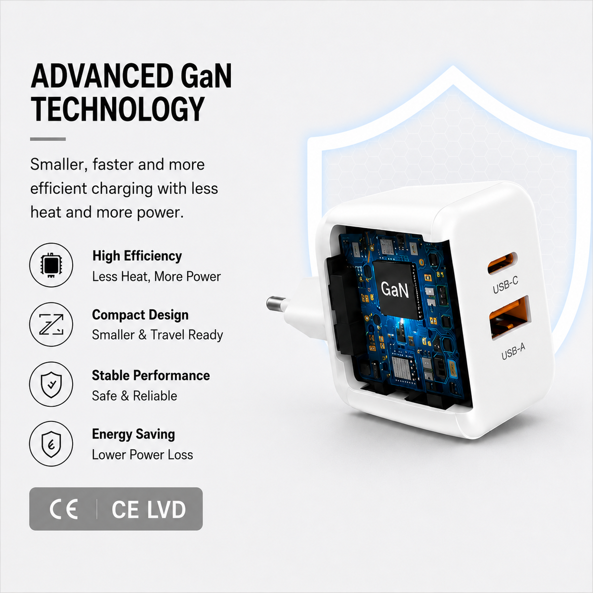 NEOHUBS Super Cube 45W GaN Dual Port Fast Charger USB-C + USB Wall Adapter