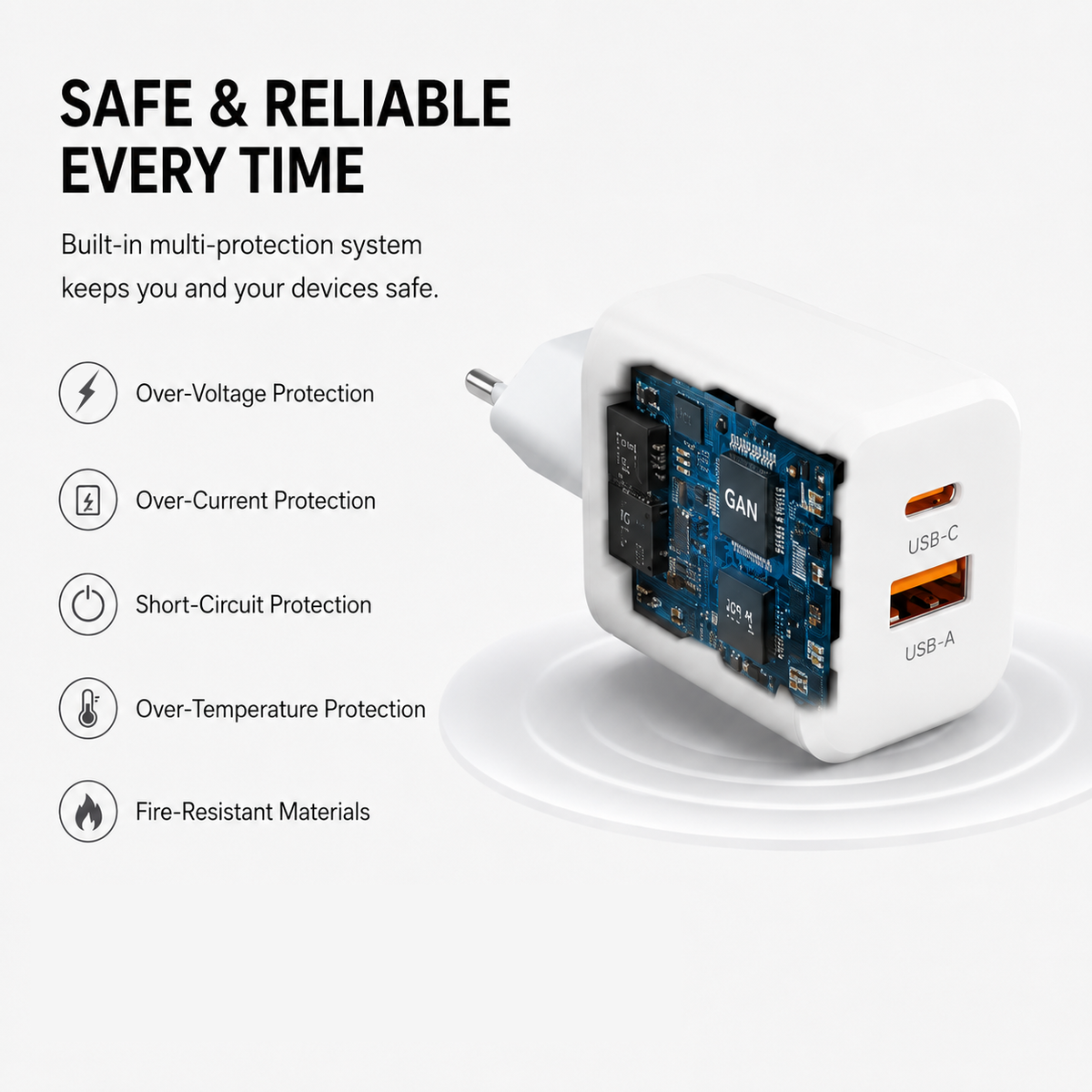 NEOHUBS Super Cube 30W GaN Dual Port Fast Charger USB-C + USB Wall Adapter