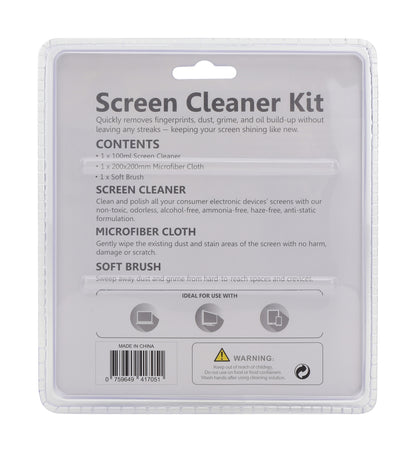 Screen Cleaning Kit with Spray, Brush & Microfiber Cloth