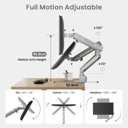 Pro Dual Monitor Arm Mount Premium Adjustable VESA Desktop Stand