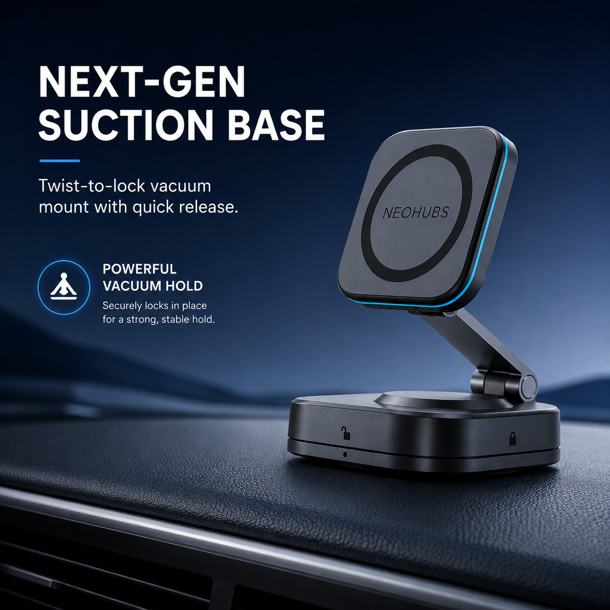 NEOHUBS NOVA 15W Wireless Car Charger Magnetic Car Phone Holder