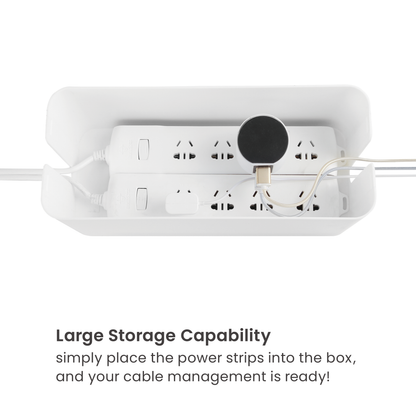 Cable Managment Box Cord Organiser with Lid - (32 x 13.2 x 12.7cm)